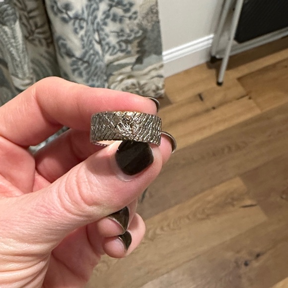 100% Authentic Chanel Silver Metal Logo Ring Size 6 - Picture 4 of 5